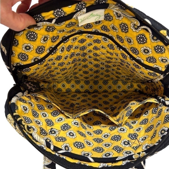 Vera Bradley Tall Travel /Tall Diaper Tote Yellow Bird Black/Yellow/White EUC - Picture 7 of 9